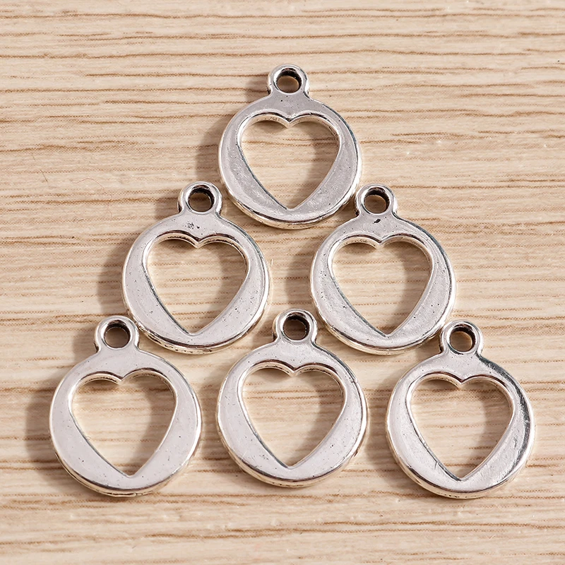 Tusember 50 Stück 12*15mm Legierung Niedliche Metall-Herzanhänger für Schmuckherstellung Niedliche Ohrringe Halsketten Armbänder DIY-Zubehör – Detail 6