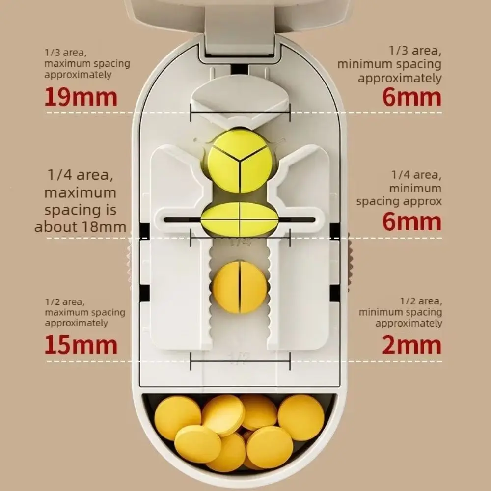 Adjustable Design Portable Pill Cutter Sliding Adjust with Cleaning Bush Tablet Divider Dustproof Effortless Tablet Splitter