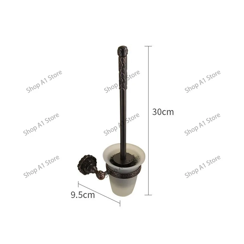 Solid Copper European Carved Toilet Brush Set, Bathroom Cleaning Brush for Restroom