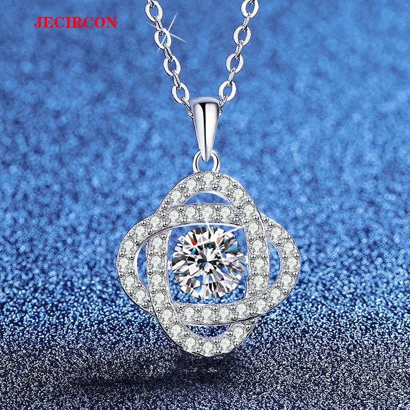 

JECIRCON 1-каратное ожерелье с подвеской в стиле муассанита в стиле планеты с танцующим центром, серебро S925, модные украшения