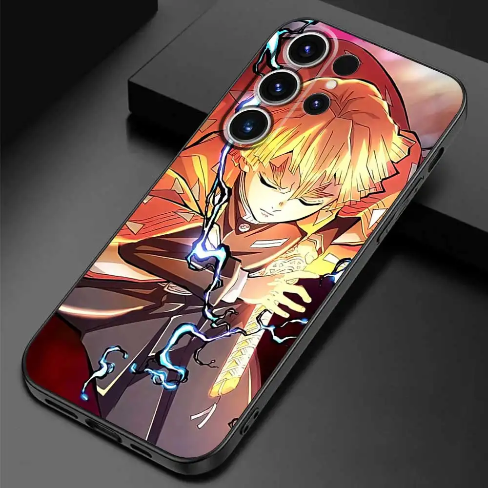 Anime Demon Slayer trzy etui na telefon Samsung S23 S22 Ultra S20 S21 FE S10 S9 S8 Plus Galaxy Note 20 10 9 pokrowiec silikonowy Funda