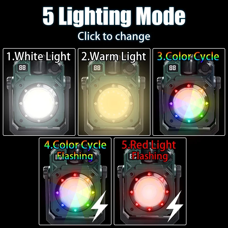 3600MAH قابلة للشحن ضوء العمل السوبر مشرق COB مصباح يدوي مع المغناطيسي المحمولة التخييم في الهواء الطلق مصباح ستبليس يعتم الشعلة