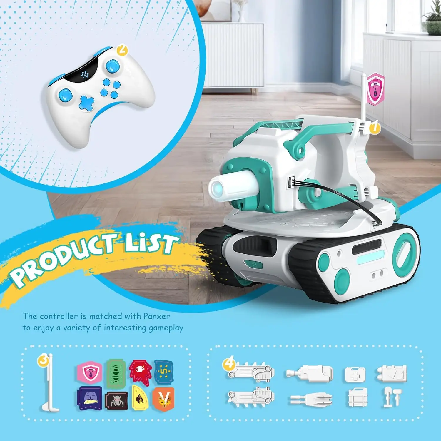 Panxer - RC Battle Tank For Eilik Robot Crawler Car Toys With LED Lights Single And Multi-Player Play Mode