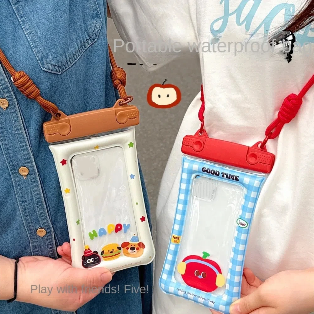 

Прозрачная водонепроницаемая сумка для мобильного телефона с сенсорным экраном, двойная подвесная веревка, висит на шее, сумка для телефона, дайвинг, катание на лыжах, плавание