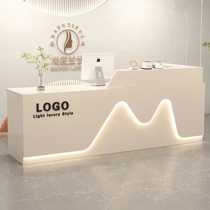 مكتب حديث رائع وبسيط، تصميم استقبال بسيط، طاولة بار فاخرة، مركز عتيق، أثاث تجاري