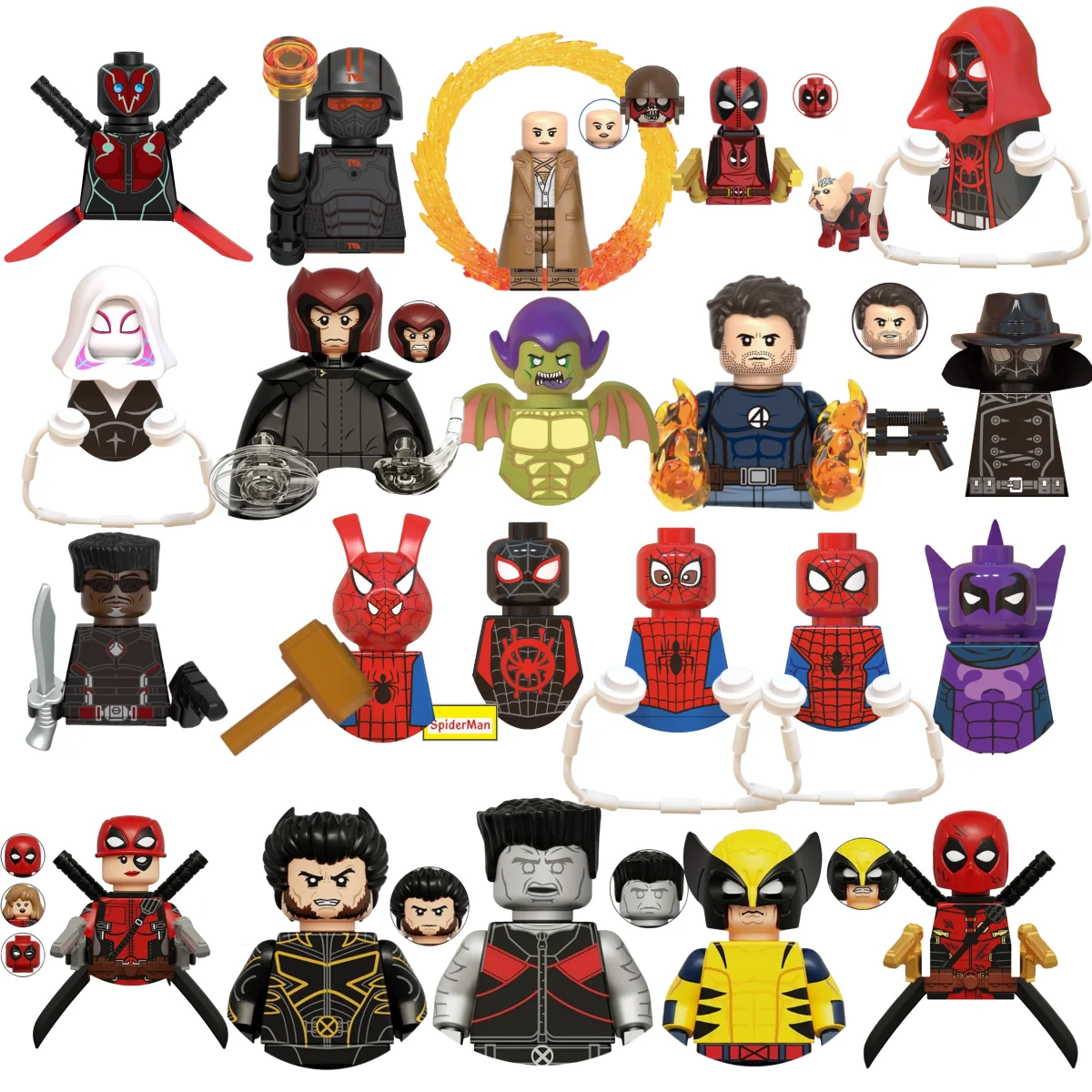

Blind Box Mini Building Blocks WM6052 Figures Big Goblin Spiderman Iron Man Venom Captain Hawk Deadpool Armor Christmas Gift Toy