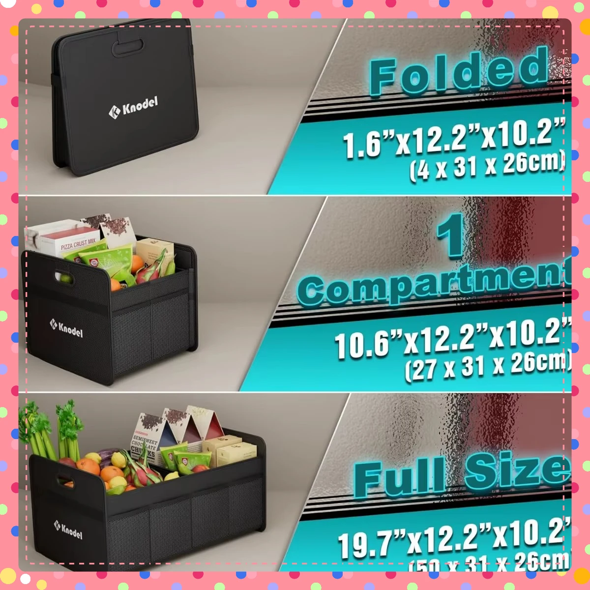 Compact Foldable Car Organizer - Multi-Function Black Storage with Handles for Neat Interiors