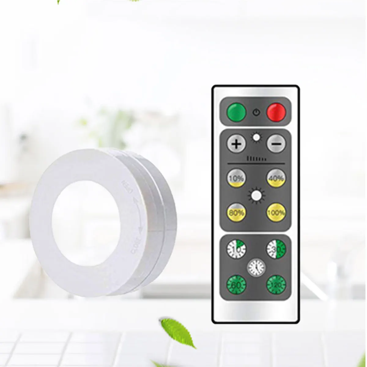 

2pcs Wireless Cabinet LED Lights Set Brightness Adjustable Cupboard Accent Light - 1 Light and 1 (White Light)