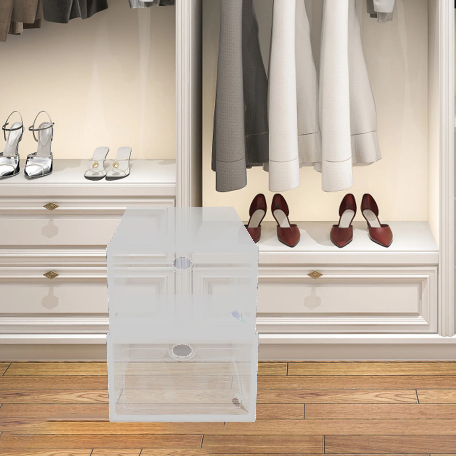 

5Pcs Shoe Boxes Clear Stackable Plastic Organizer Storage Case for Sneaker Storage Container Transparent Shoe Boxes