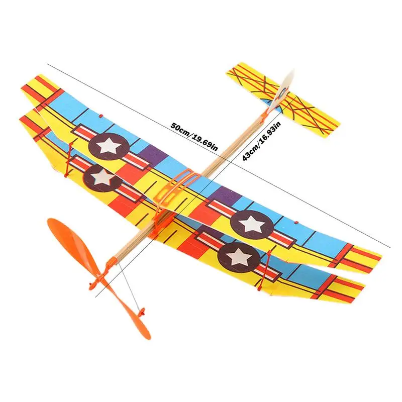 Rubber Band Powered Airplane Models Kit Funny Children Learning Toys Colorful Biplane Kit for Entertainment Outdoor Sport Toy