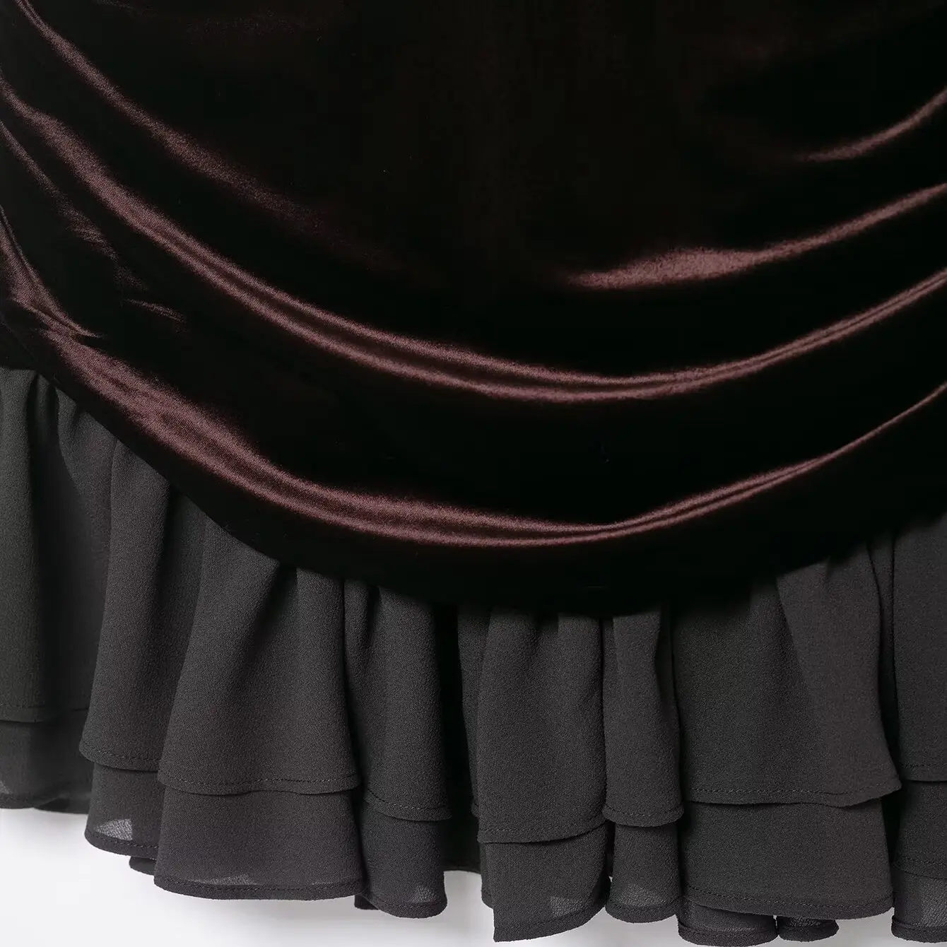 Kaslead nova feminina veludo retalhos em camadas decoração ort dr faionable saia de fadas sle scela gola alta dr