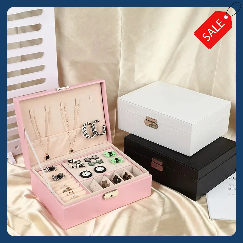 

Хит продаж: Большая шкатулка для украшений с замком, для серег и ожерелий, изысканная, для хранения ювелирных изделий