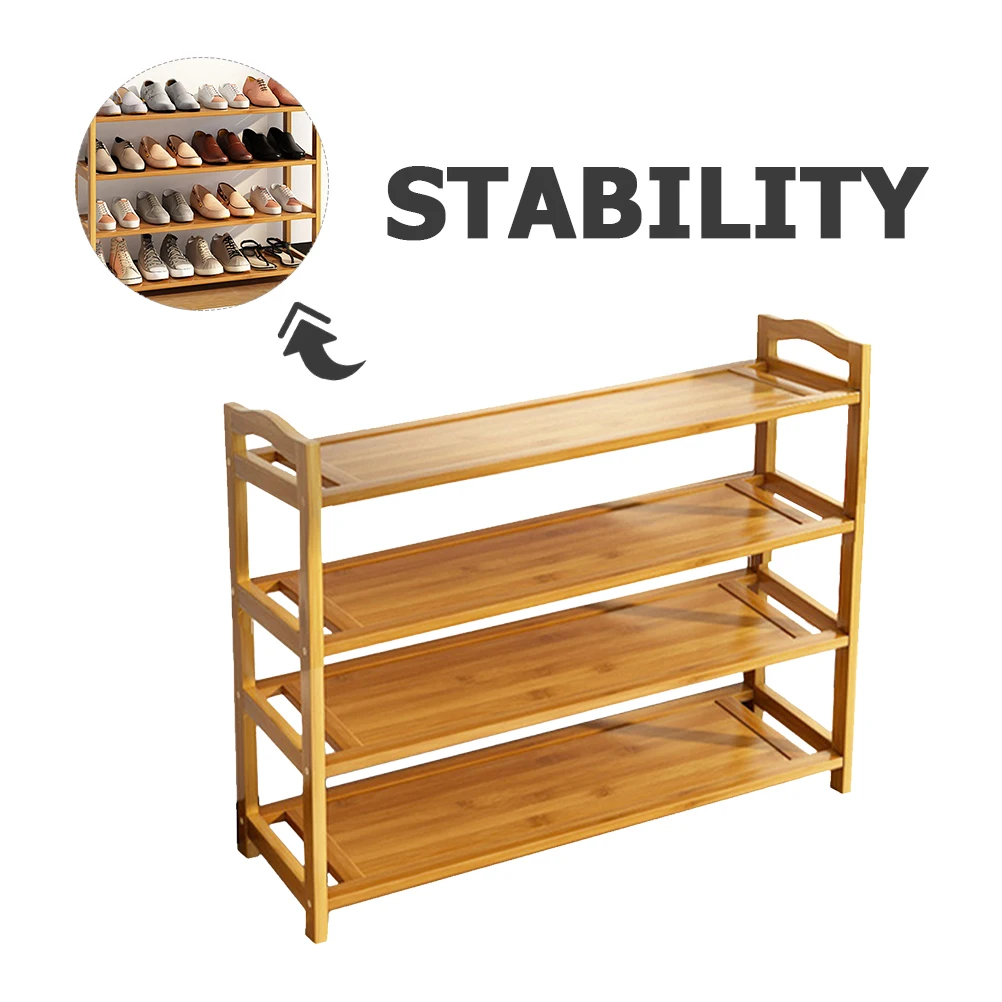 4 Tier Bamboo Shoe Rack Organizer for Home