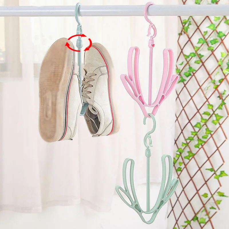 

Double Hook Shoe Rack Balcony Rotatable Shoe Hook Multifunctional hanging Drying Rack Windproof Shoe Rack Bathroom Supplies