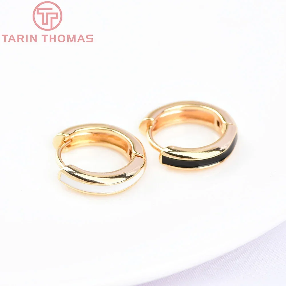 (5903)4PCS 14x13MM 24k Gold Color Brass Round Earrings Hoop DIY High Quality Jewelry Making Findings Accessories Wholesale