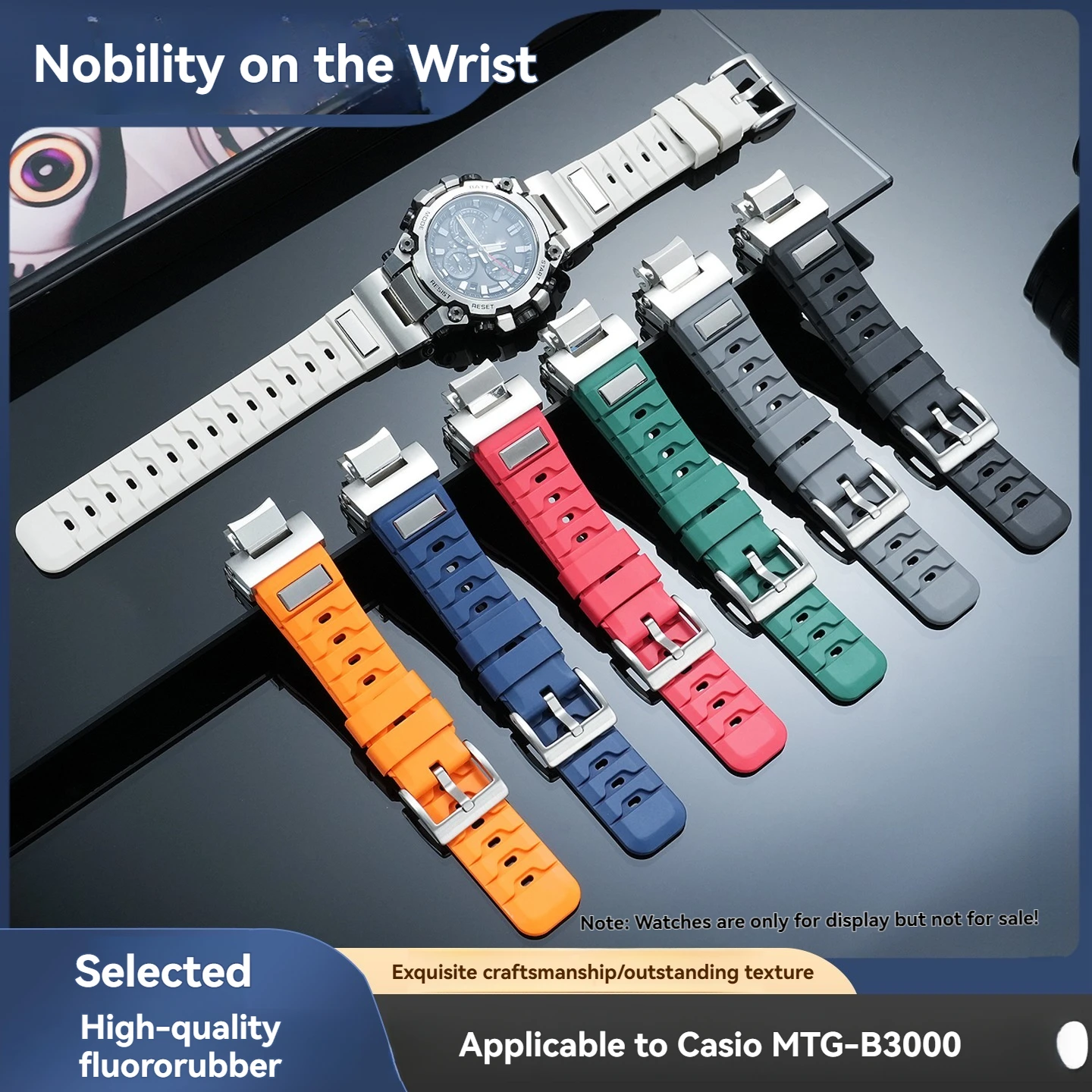 Suitable for Casio Steel Heart fourth generation MTG-B3000 summer cool fluorine rubber sports watch with men's bracelet