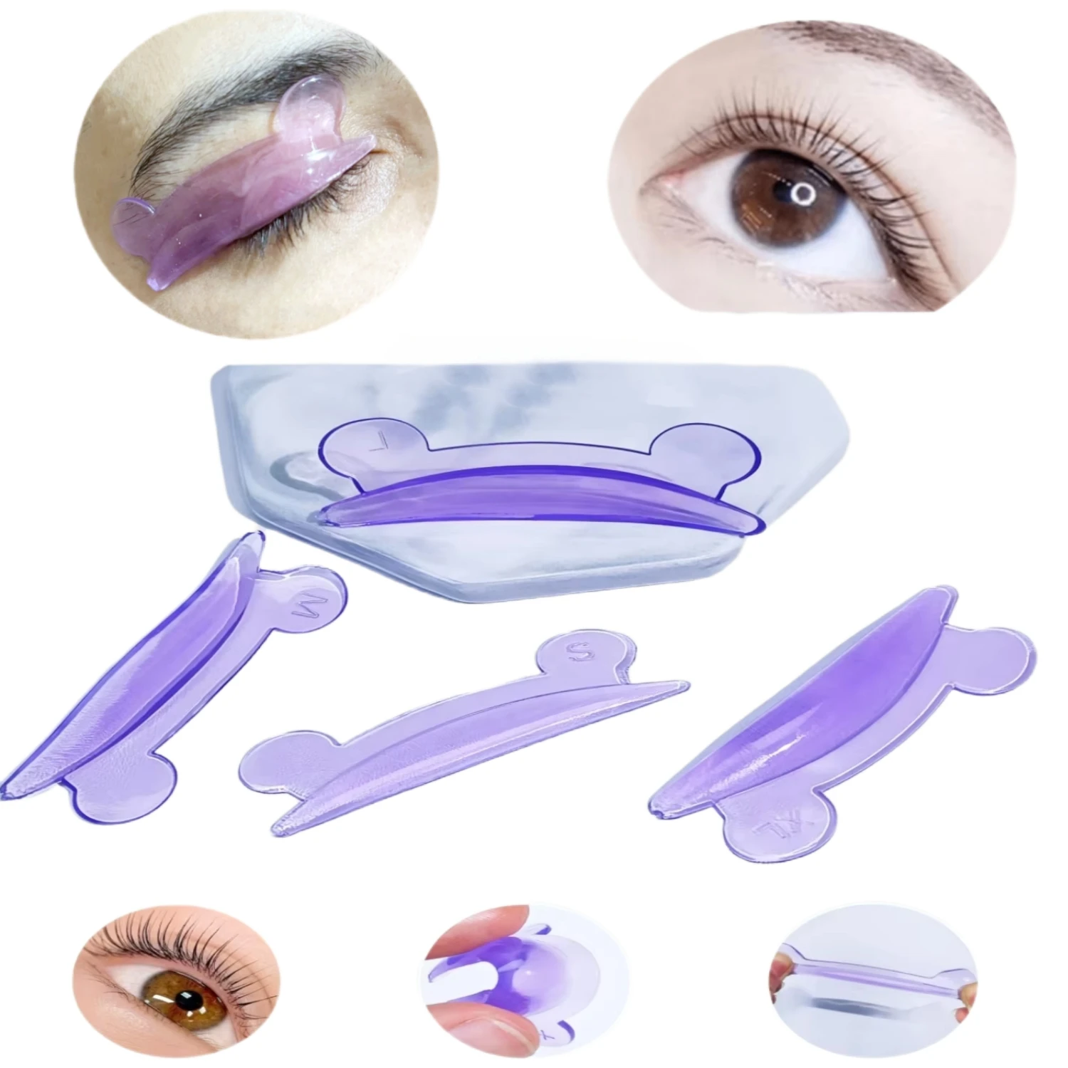 Permania 5 Pairs L Curl Silicone Eyelash Perm Rod Shield Sticky Lash Lift Pad Lifting 3D Eyelash Curler Accessories Makeup Tool