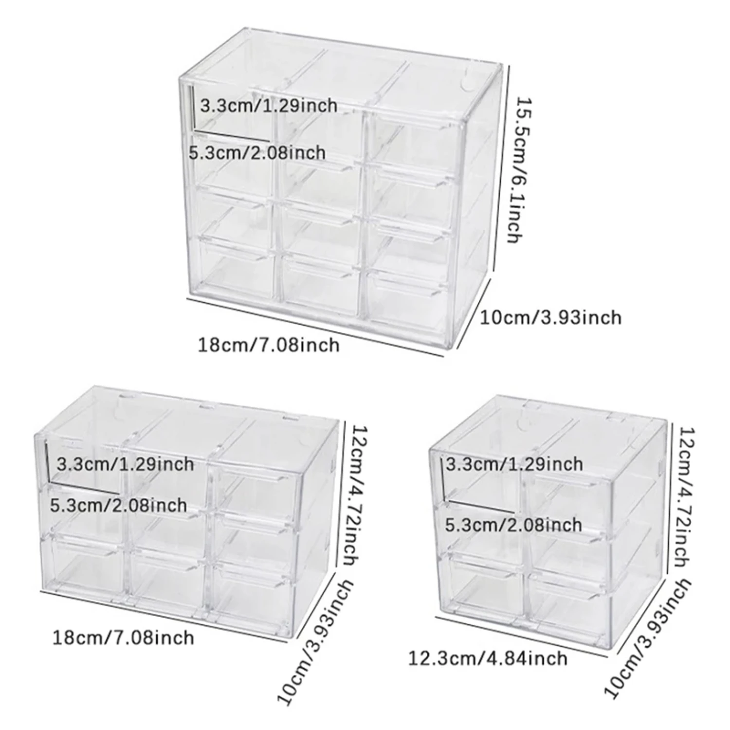 nizer Jewelry Organizer Transparent Desktop Box Drawer Type Shelf Stationary Hair Decoration Stackable Storage Box Pokemon card