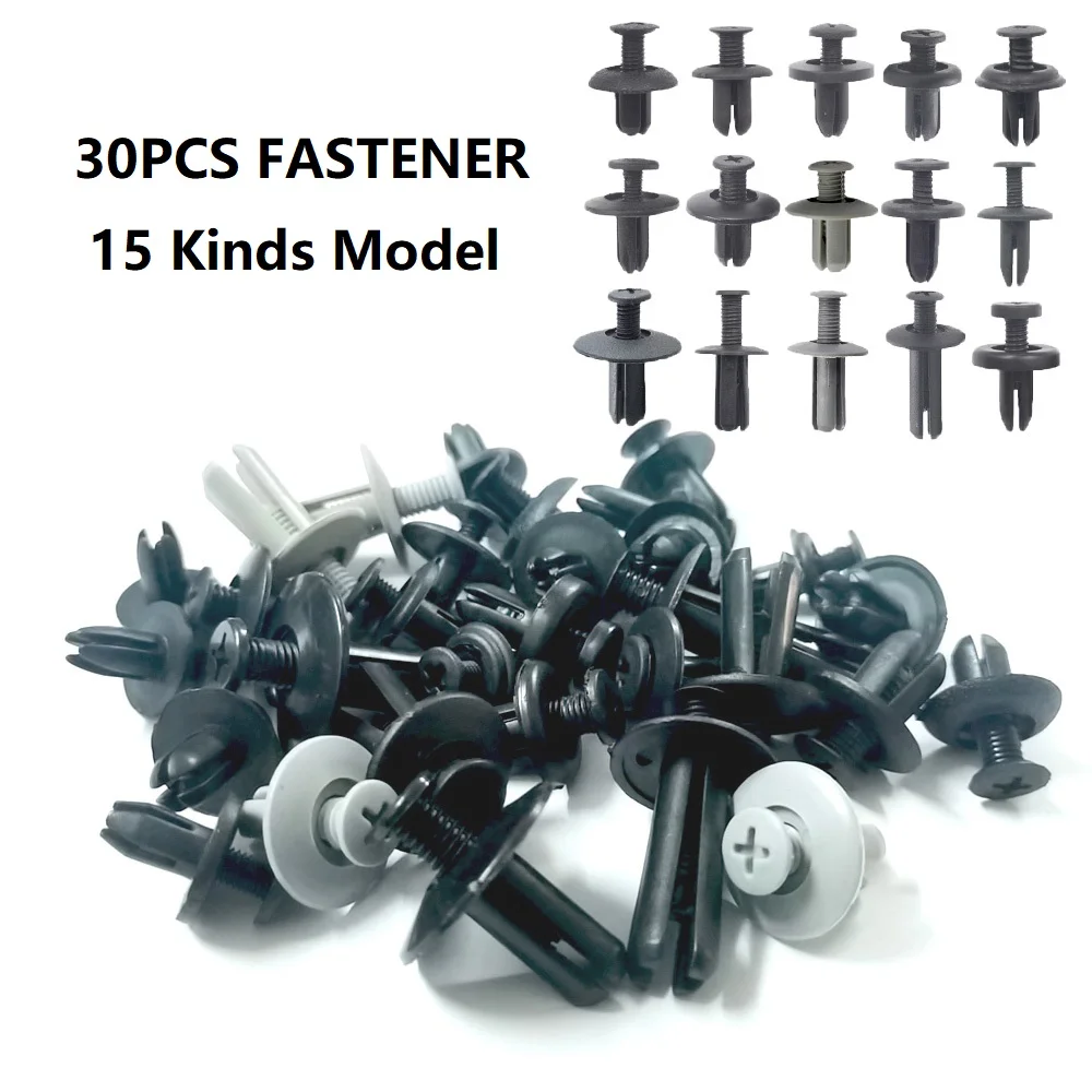 30Pcs New Mixed Auto Bumper Wheel Eyebrow Fender Plastic Fastener Screw Rivet For All Cars Clip