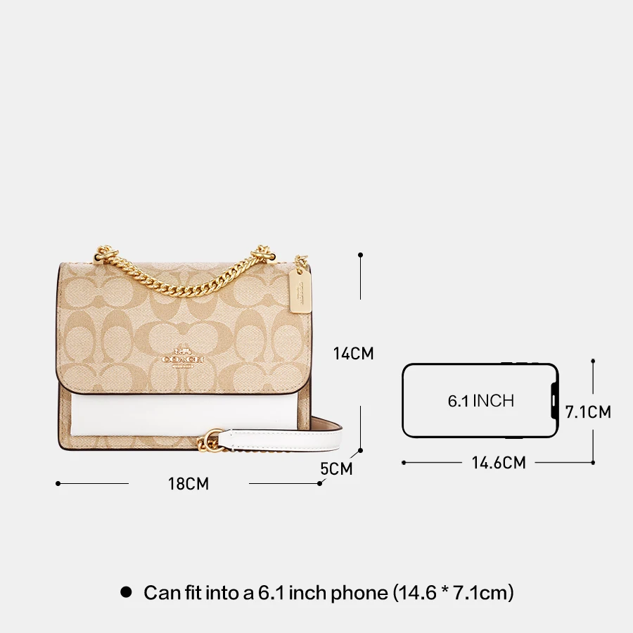 COACH women's small shoulder crossbody bag chain bag accordion bag khaki/white C9946 IMDQC