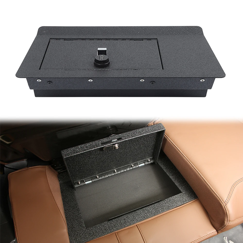 

Car Under Seat Organizer Storage Box with Lock Safety Cover for Ford Bronco Sport 2021 2022 2023 Interior Accessories Black