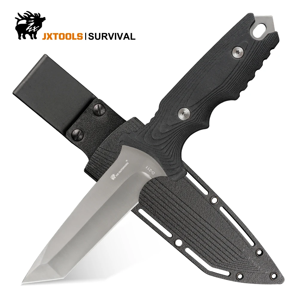 

Tactical Fixed Blade Survival Knife with Sheath, Titanium Coated Tanto Blade for Hunting, Outdoor, Bushcraft, Self Defense Gear