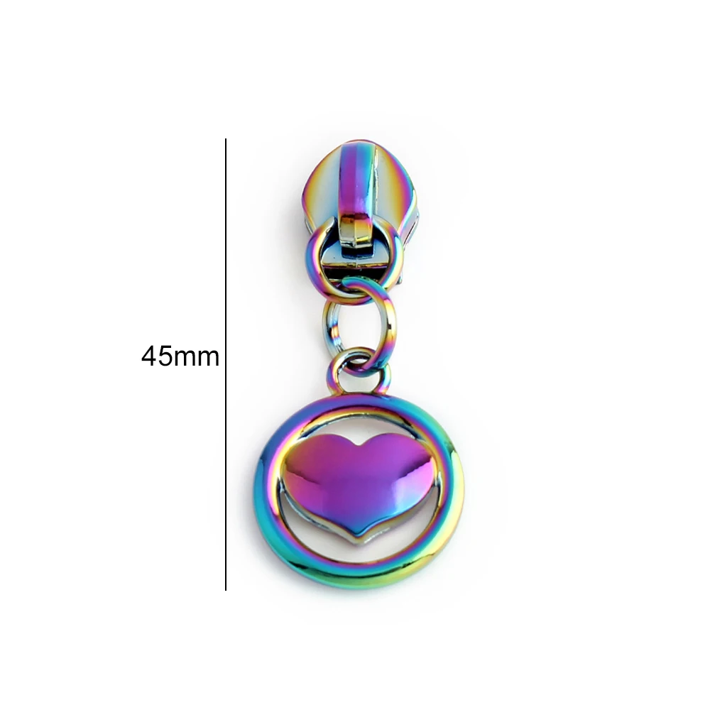 Love Shape 5# Nylon Zipper Puller Head Mtetal Rivets With Screw For Leather Garment Shoes Bags Cat/Bee Stud Pendants Accessories