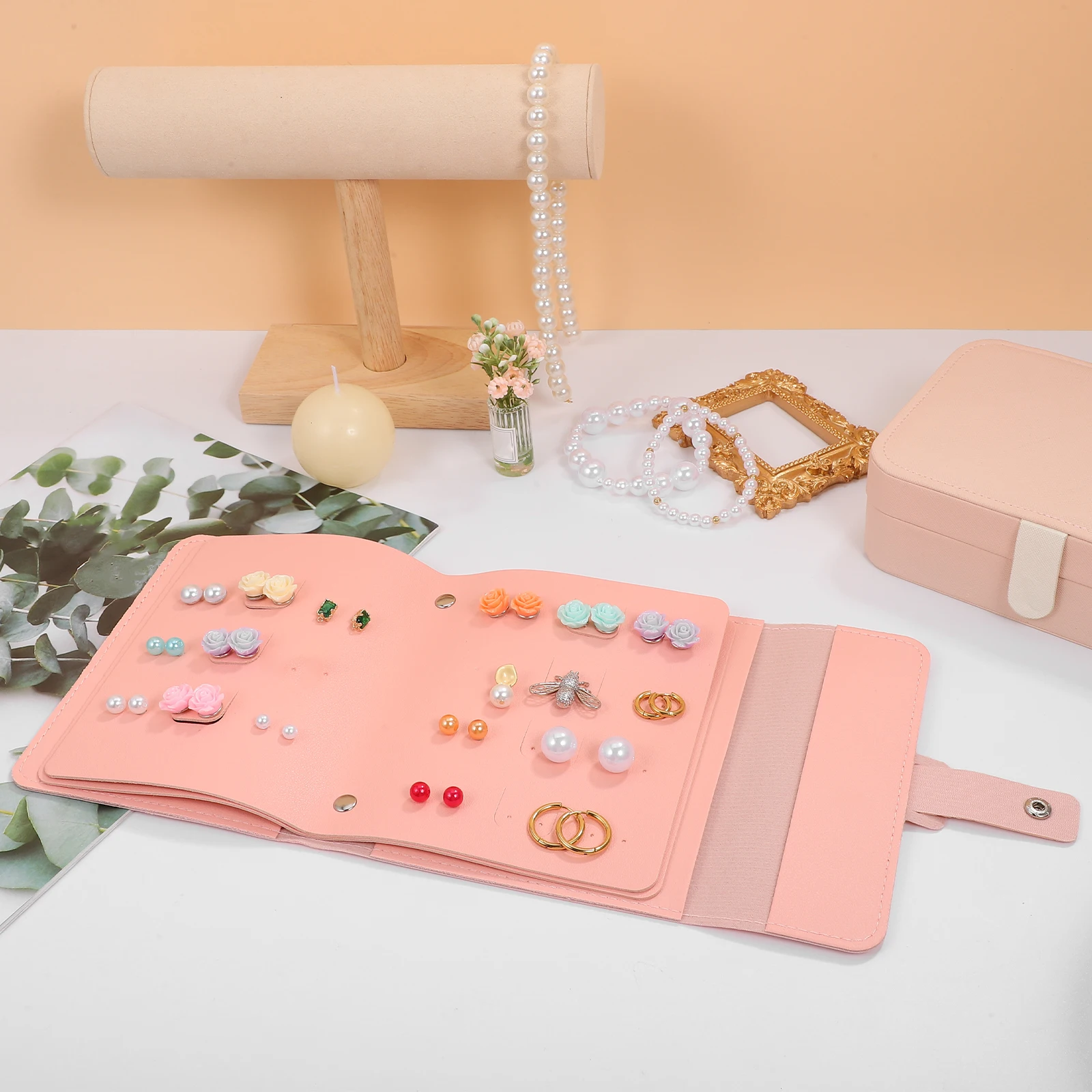 

Jewelry Storage Bag Travel Pouch Earrings Organizer for Case Women Small Holder Pu Organiser Miss Traveling