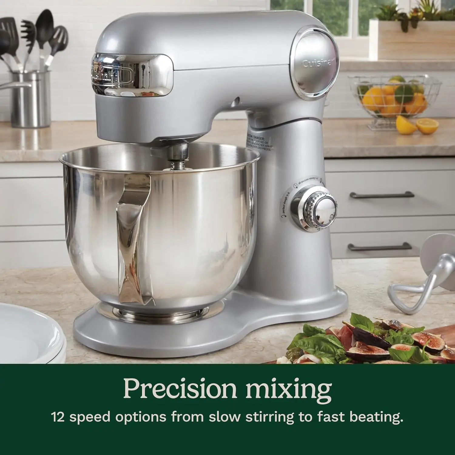 

Stand Mixer, 12 Speeds, 5.5-Quart Mixing Bowl, Chef's Whisk, and Splash Guard with Pour Spout, Silver Lining, SM-50BC