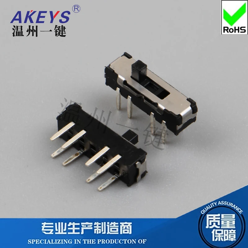 10Pcs MSS-23D18 2P3T 8-Pin Vertical Plug-In 3-Gear Mini Small Toggle Direct Sliding Paddle Switch