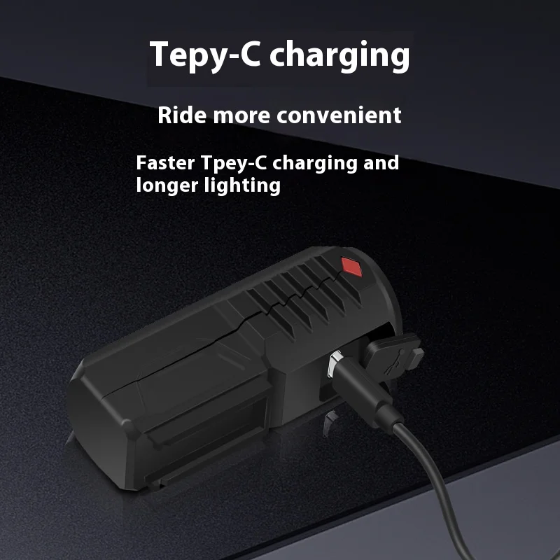 مصباح دراجة هوائية مع شحن USB مصباح أمامي لركوب الدراجات الليلية لركوب الدراجات في الهواء الطلق، ضوء تحذير طويل الأمد للدراجة الجبلية #5