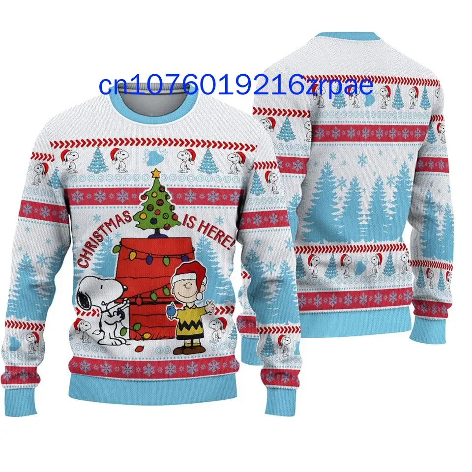 2024 New Snoopy Christmas Sweater 3D Print Men and Women Casual Cartoon Sweatshirt Christmas Sweater