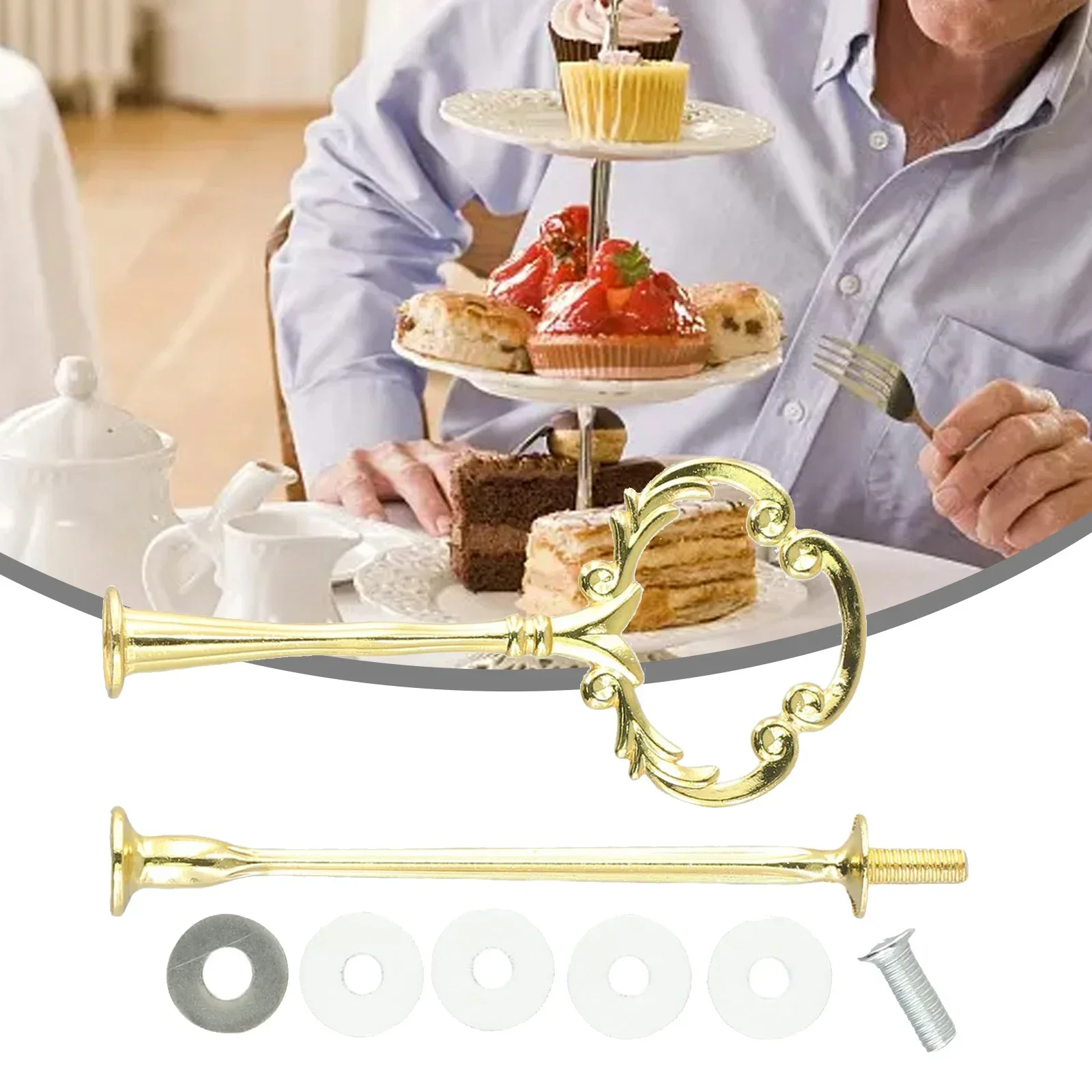 Fruit Pan Stand, Cupcake Fittings Stand, Silver, Golden, Wedding Party, Easy To Carry And Store, Detachable Design