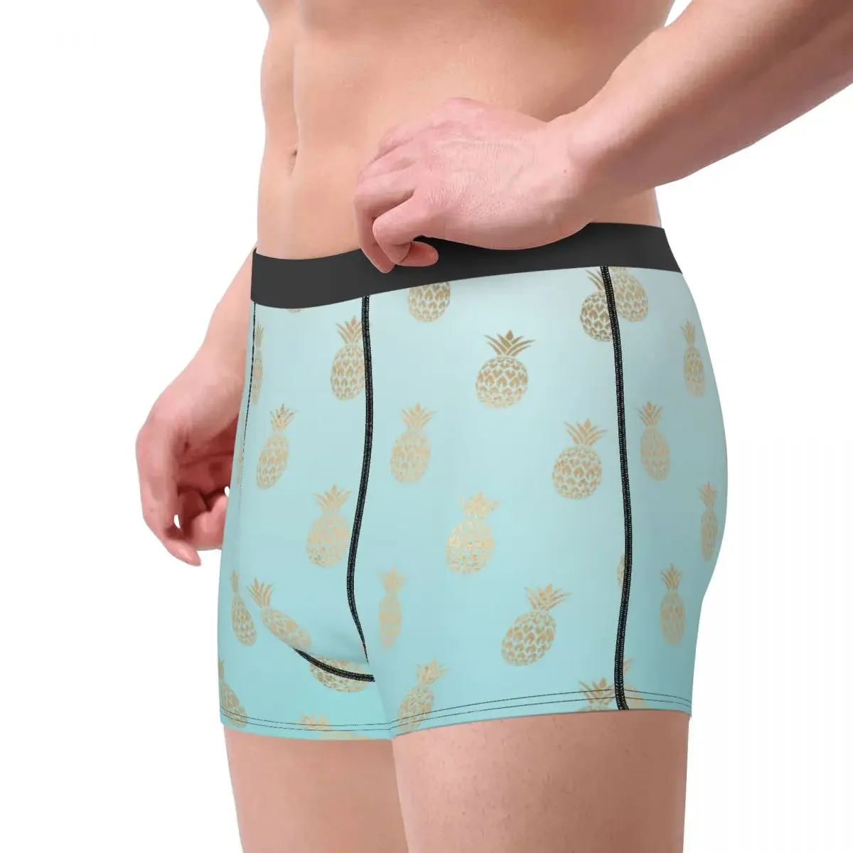 Men Gold Pineapples Boxer Briefs Shorts Panties Breathable Underwear Male Fashion Plus Size Underpants