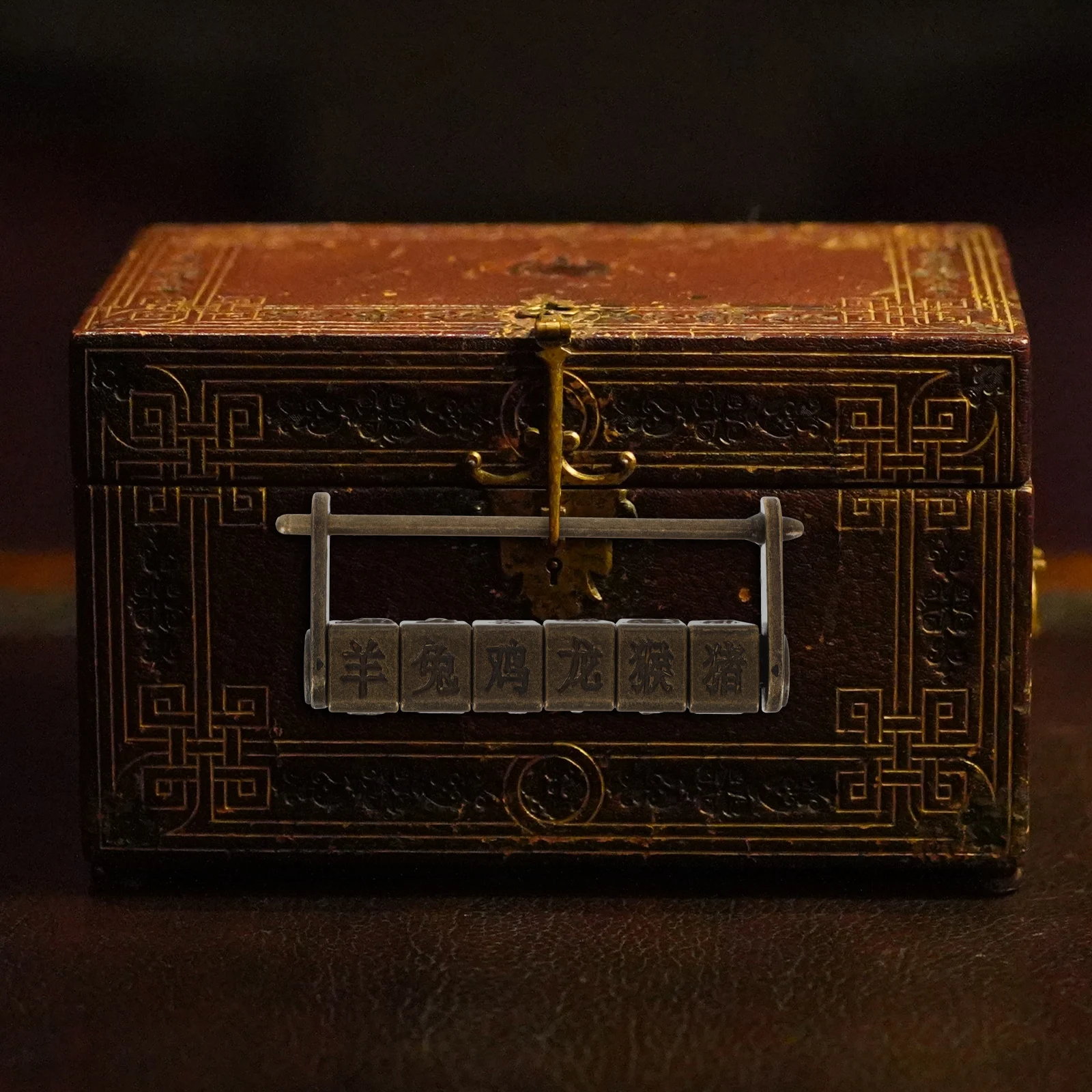 

Vintage Copper Zinc Alloy Retro Style Combination Lock for Cabinet Drawer Decorative Padlock Chinese Characters Password
