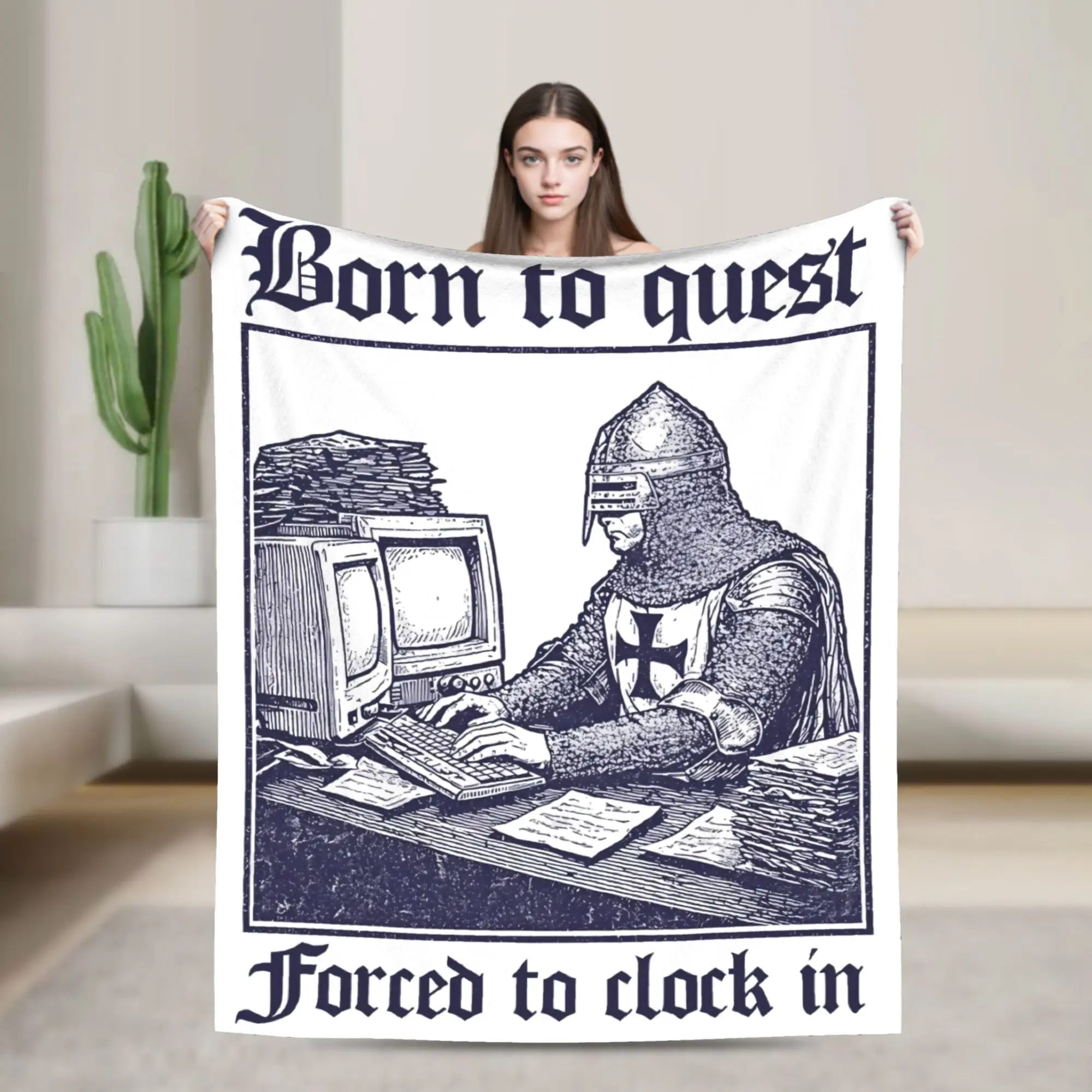 

Пледы с забавными мемами «Рожденный для приключений, вынужденный отмечать время», средневековые, ретро, шерстяные, винтажные, теплые пледы для дома и ресторана