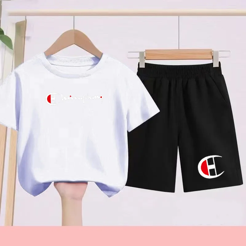 

Summer Classics Boy Girl 3-12 Age New Model 2Piece Short Sleeve+Shorts Comfortable Breathable Children Sportswear Casual T Shirt