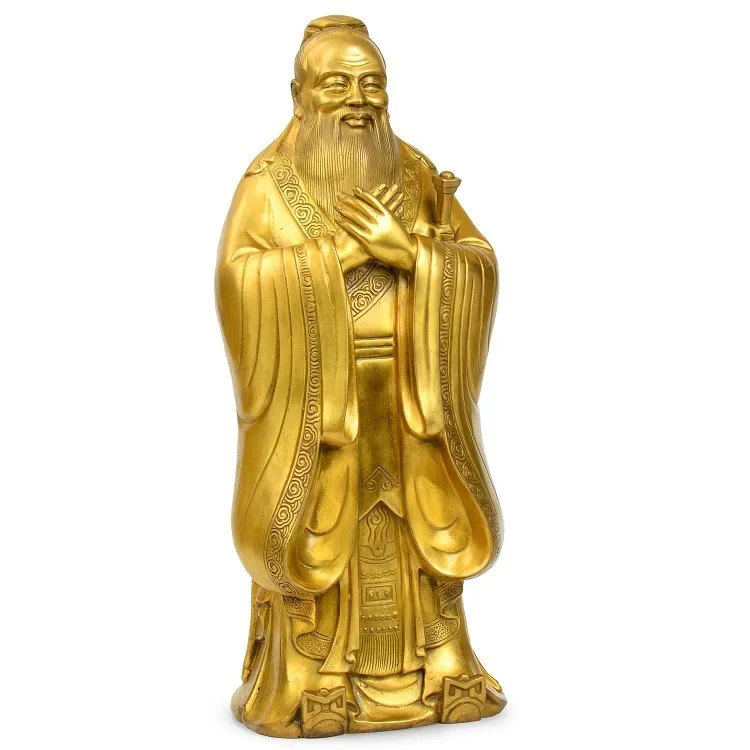 Brass Confucius Statue Ornament, Brass Hole Sage Large Home Furnishings, Student Academic Entrance Decoration, Wholesale