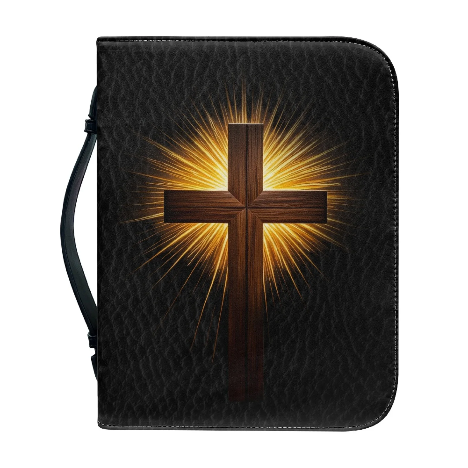 Couverture de Bible sac de Bible en cuir de luxe Vintage avec poignée porte-béblique de conception croisée avec fermeture à glissière, cadeau d'église de pasteur