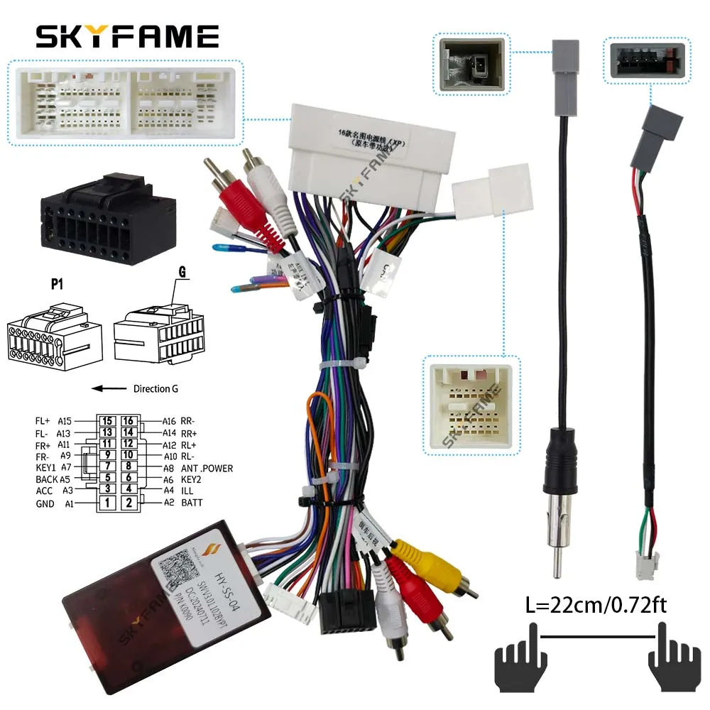 SKYFAME Car 16pin Wiring Harness Adapter Canbus Box Decoder For Hyundai Elantra Mistra Encino Kona KX3 KX7 G-RZ-HYK63/HY-SS-04