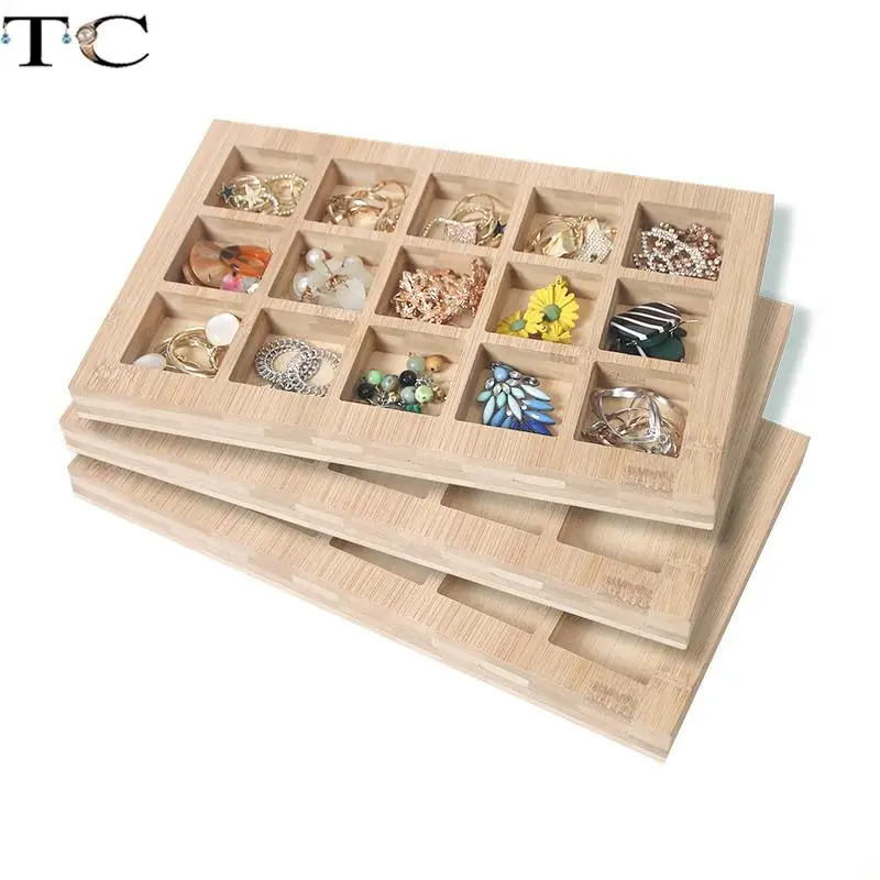 

Natural Bamboo Wood Storage Tray Jewelry Display Tray Ring Earrings Tray Necklace Pendant Display Tray