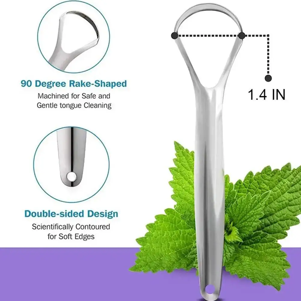 1pc Tongue Scraper Stainless Steel Tongue Scraper Metal Oral Eco-friendly Brush Cleaner & Reusable Breath Care H1c2