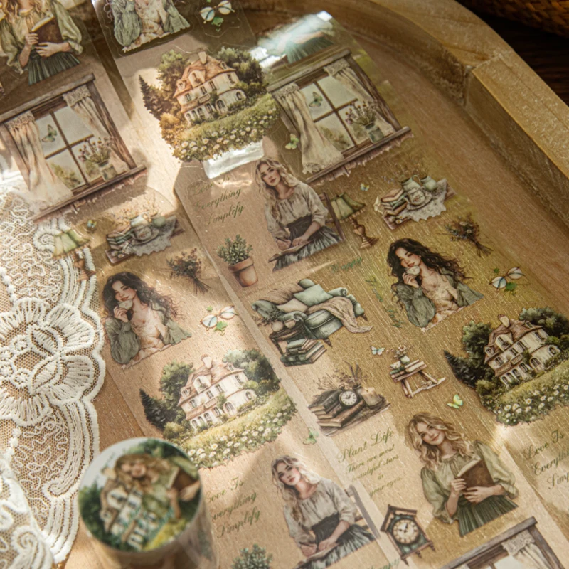 

Mr Paper, 3 rolls/bag die-cut white ink tape Girls Academy Series washi tape set cute dispenser tape sticker