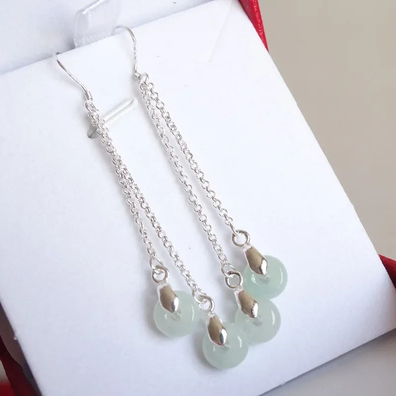 Natural Emerald Hollow bead Jade DIY Earrings Charm Jewellery Fashion Accessories Hand-Carved Man woman Luck Amulet Gifts HOT