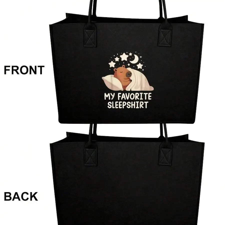 

Cute Capybara Print Felt Tote Bag For Women Soft Casual Everyday Handbag
