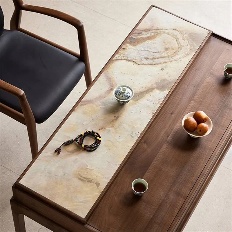 Solid wood balcony tea table Song's aesthetics black walnut tea table and chair
