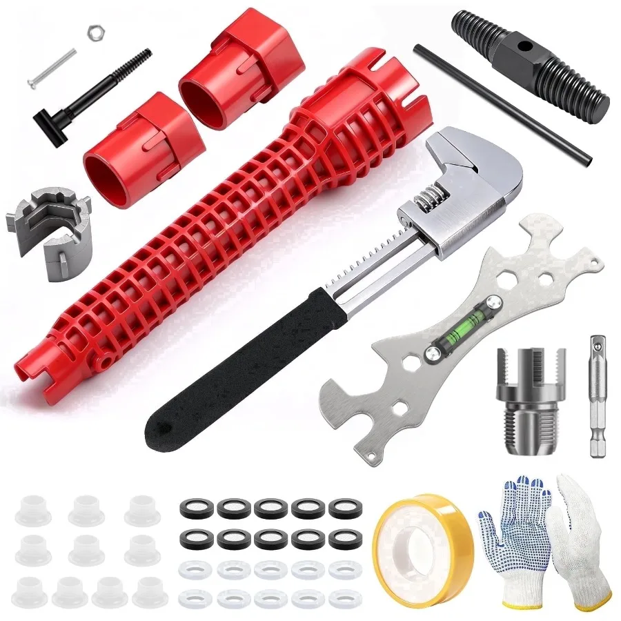 

39PCS Sink Wrench Faucet Removal Tool for Tight Spaces, Adjustable Plumbing Repair Wrench Tool and Faucet Wrench Set for Sink,