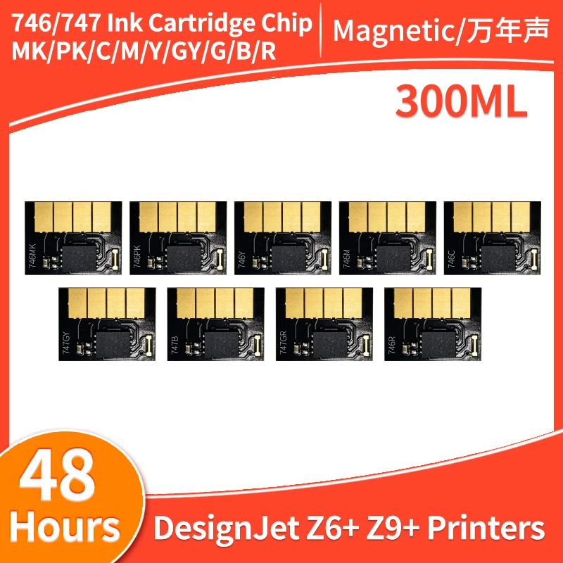 300ML 746 746XL 747 747XL Cartridge Chip Compatible For HP DesignJet Z6+ Z9+ Printers 300ML One Time Use Cartridge Stable Chip