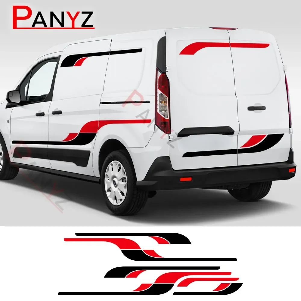 

6Pcs/Lot Car Stickers Motorhome Stripes Camper Van Graphics Sport Vinyl Decals For Ford Transit Tourneo MK7 MK8 Accessories