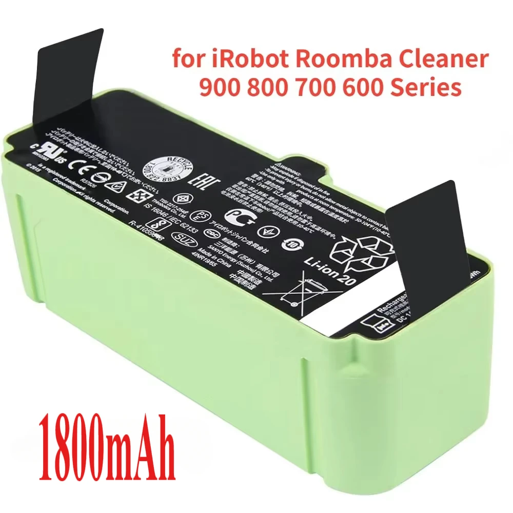 14.4V 1800mAh Li Ion Battery for iRobot Roomba Cleaner 900 800 700 600 Series 960 980 981 965 895 890 860 695 692 690 680 675